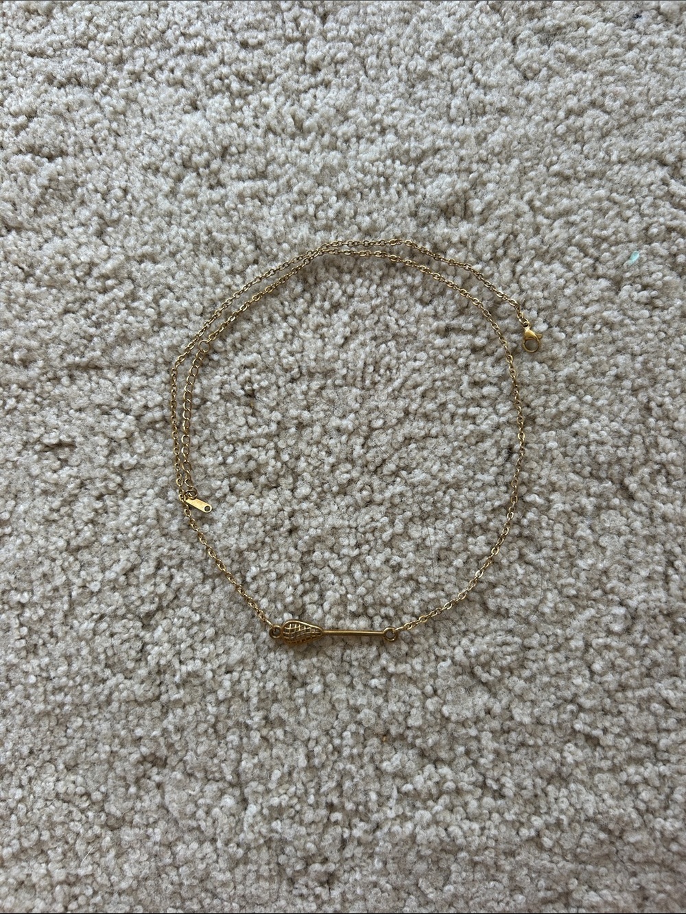 Gold Lacrosse Stick Pendant Necklace - Women’s Delicate Chain